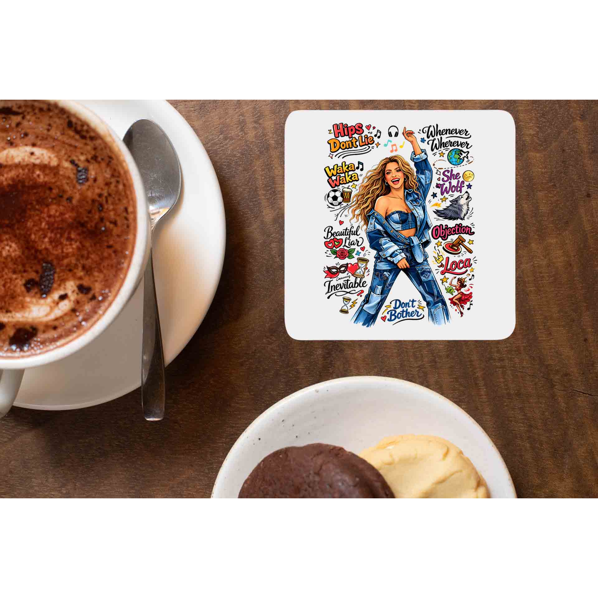 shakira doodle fiesta coasters wooden table cups indian music band buy online india the banyan tee tbt men women girls boys unisex  