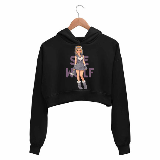 shakira she wolf crop hoodie hooded sweatshirt upper winterwear music band buy online india the banyan tee tbt men women girls boys unisex black 