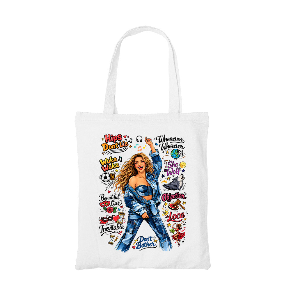 shakira doodle fiesta tote bag cotton printed music band buy online india the banyan tee tbt men women girls boys unisex  