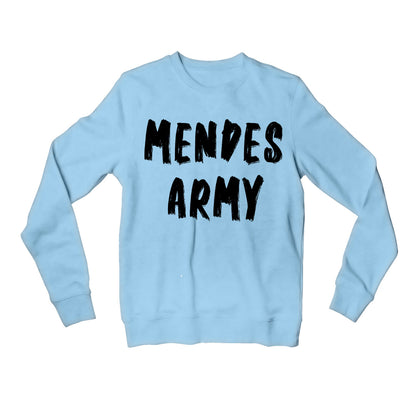 shawn mendes mendes army sweatshirt upper winterwear music band buy online india the banyan tee tbt men women girls boys unisex baby blue