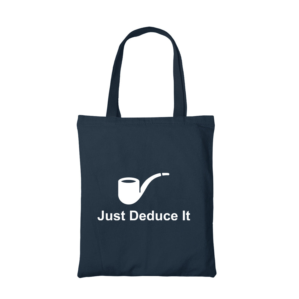 sherlock just deduce it tote bag hand printed cotton women men unisex