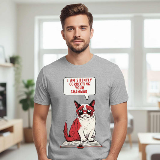 graphic silently correcting your grammar t-shirt printed graphic stylish buy online india the banyan tee tbt men women girls boys unisex gray 