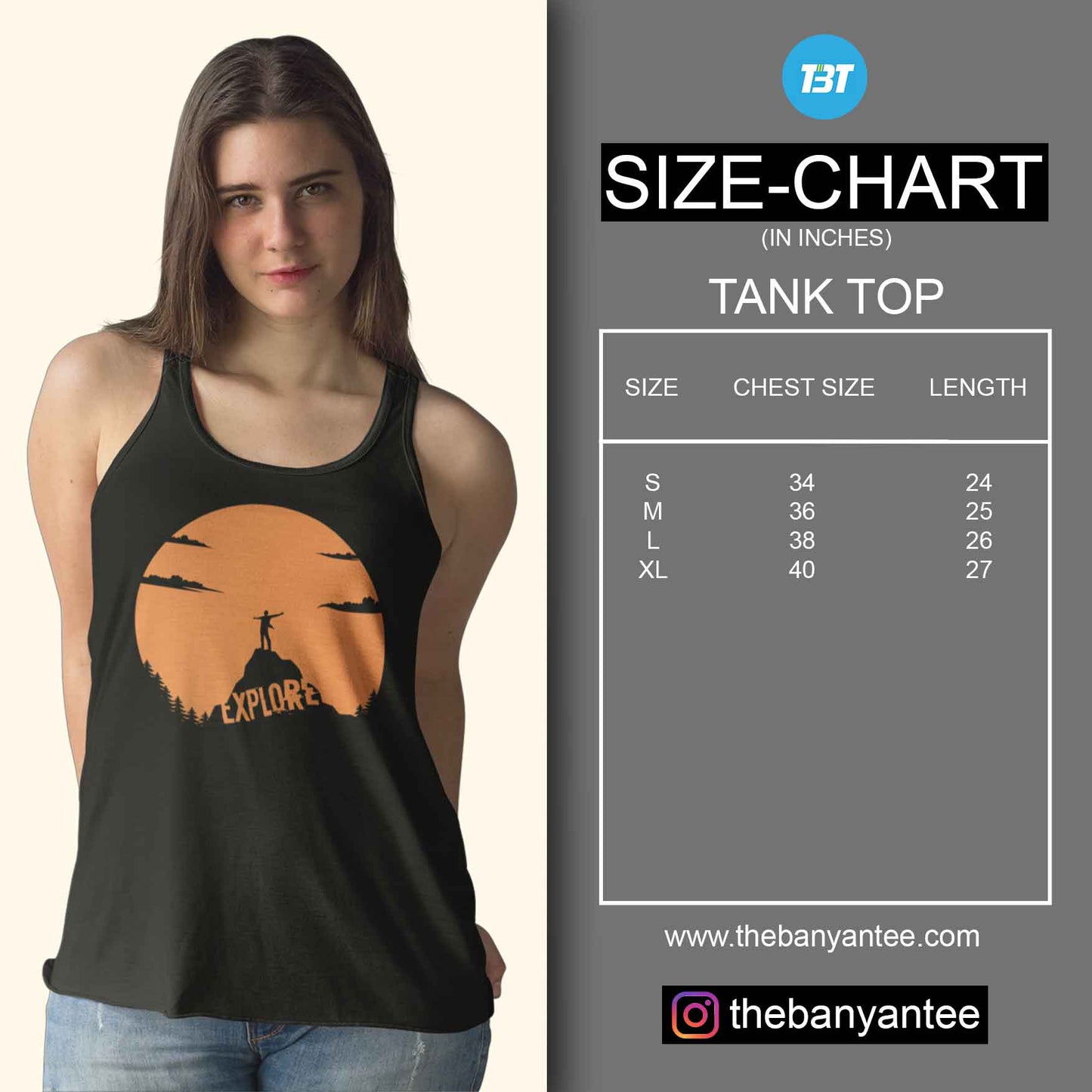 size chart tank top india