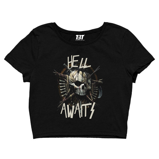 slayer hell awaits crop top music band buy online india the banyan tee tbt men women girls boys unisex black