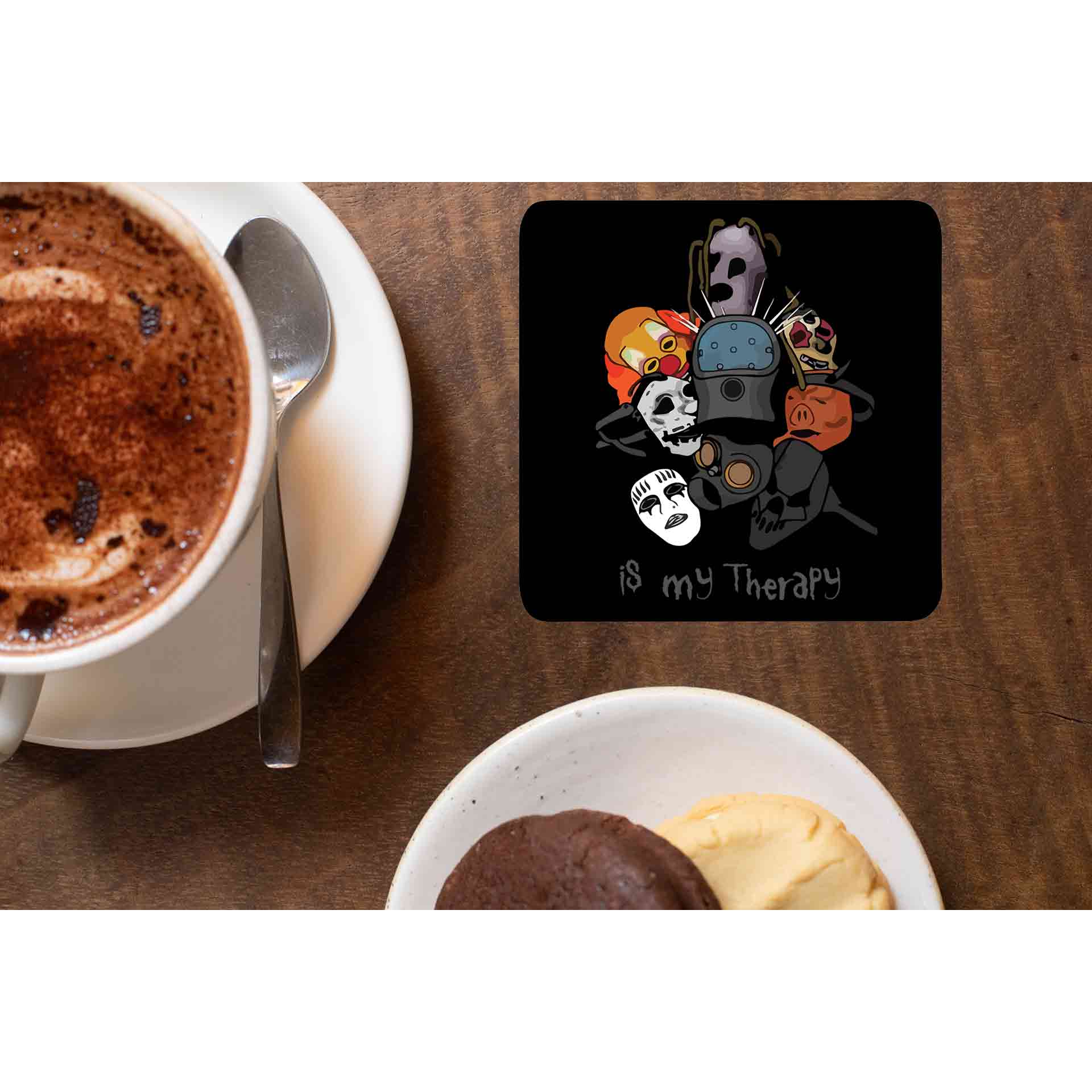 slipknot my therapy coasters wooden table cups indian music band buy online india the banyan tee tbt men women girls boys unisex