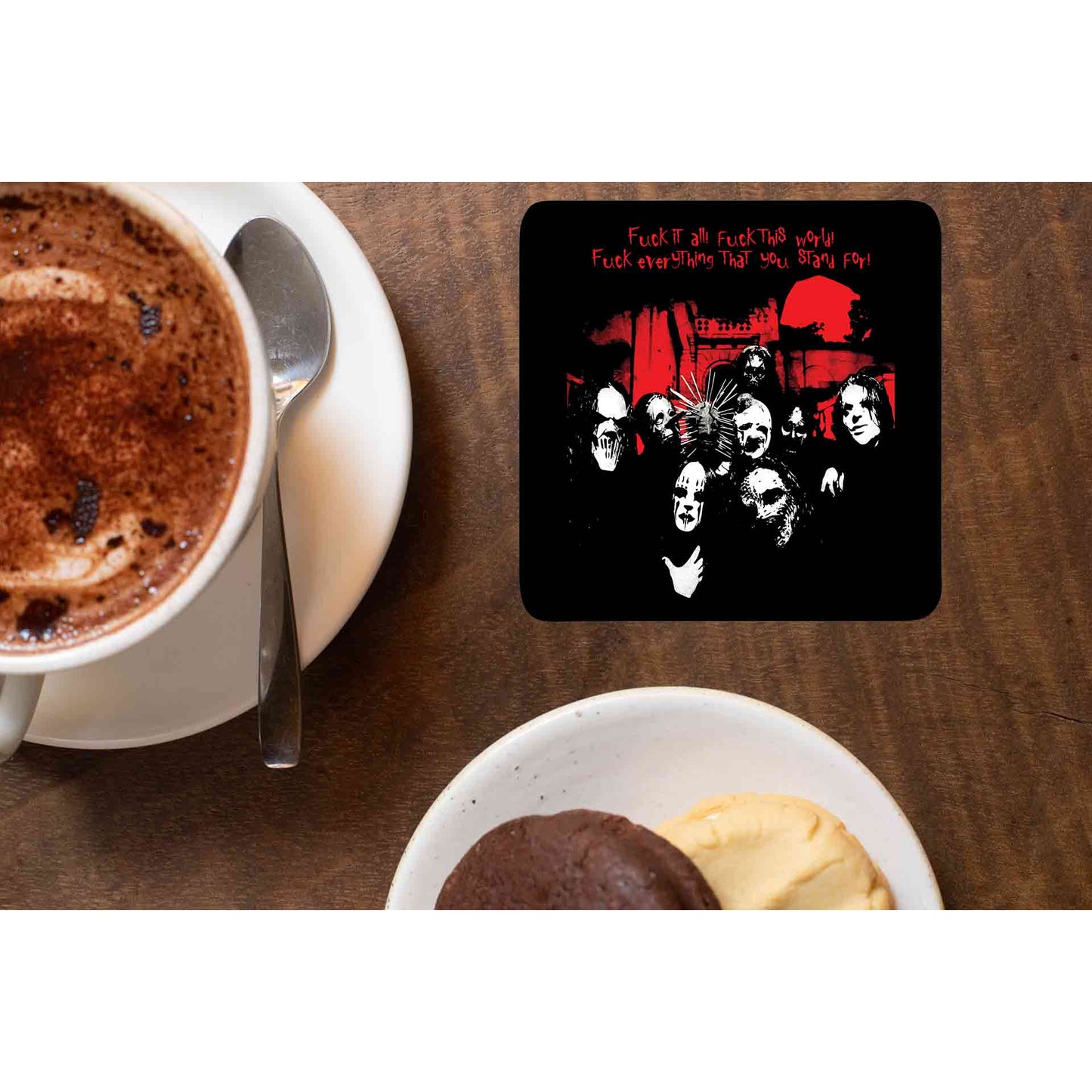 slipknot surfacing coasters wooden table cups indian music band buy online india the banyan tee tbt men women girls boys unisex