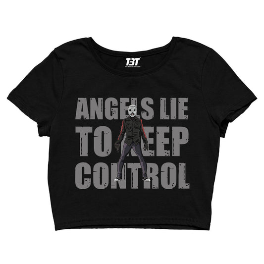 slipknot angels lie to keep control crop top music band buy online india the banyan tee tbt men women girls boys unisex black