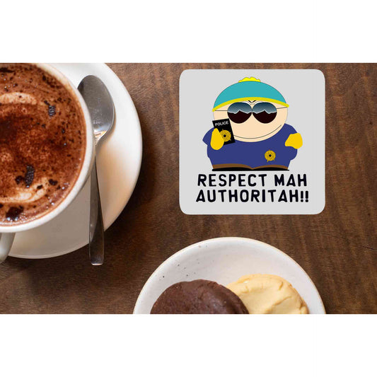 south park respect mah authoritah coasters wooden table cups indian tv & movies buy online india the banyan tee tbt men women girls boys unisex  south park kenny cartman stan kyle cartoon character illustration