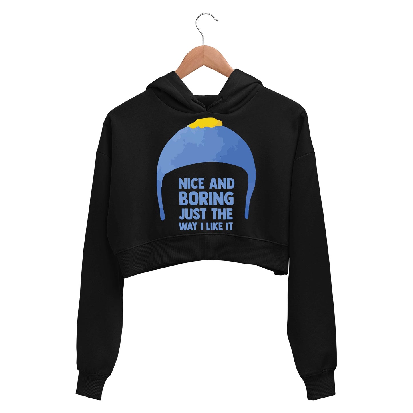 south park nice & boring crop hoodie hooded sweatshirt upper winterwear tv & movies buy online india the banyan tee tbt men women girls boys unisex black south park kenny cartman stan kyle cartoon character illustration