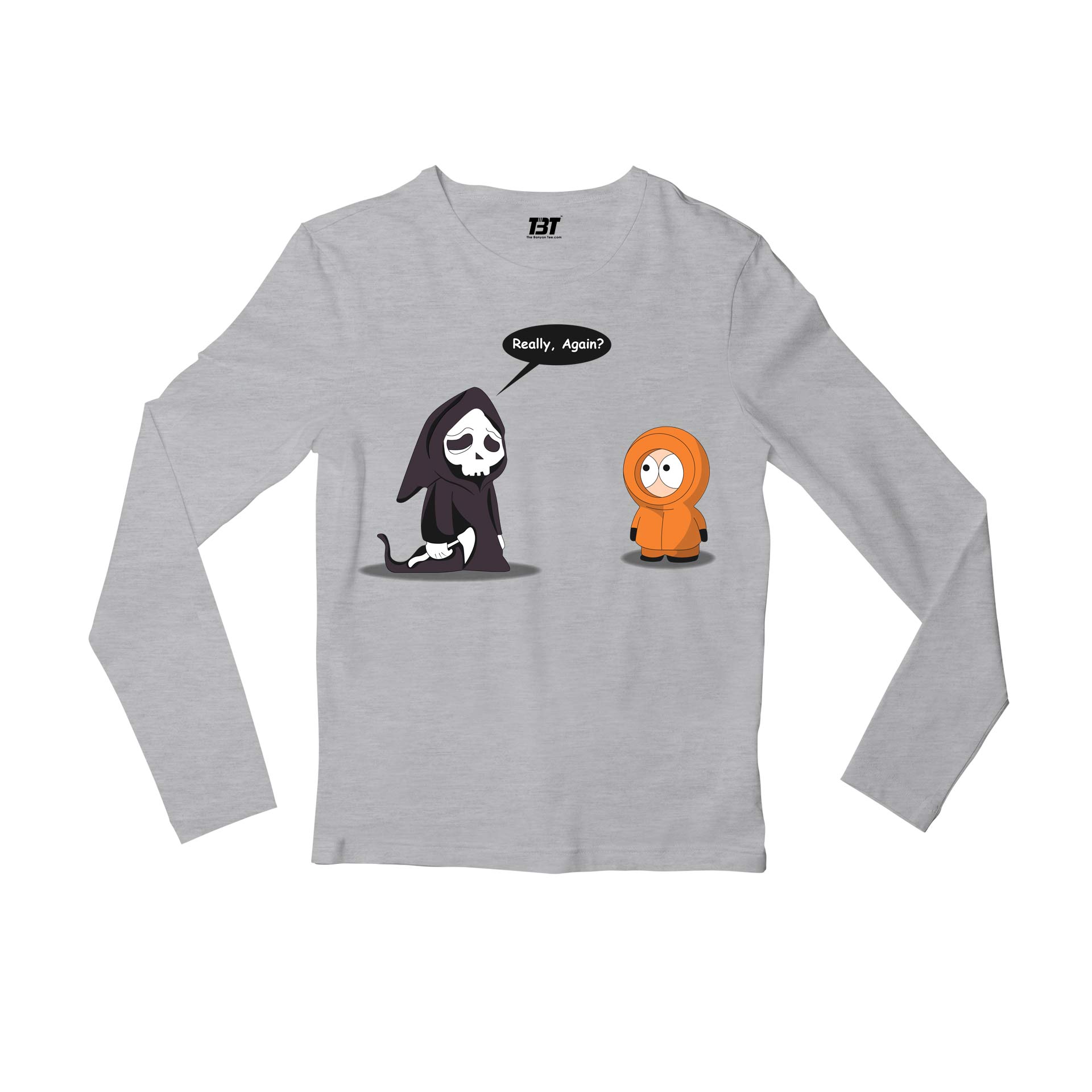 south park grim reaper full sleeves long sleeves tv & movies buy online india the banyan tee tbt men women girls boys unisex gray south park kenny cartman stan kyle cartoon character illustration grim reaper