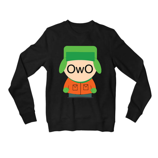 south park owo sweatshirt upper winterwear tv & movies buy online india the banyan tee tbt men women girls boys unisex black south park kenny cartman stan kyle cartoon character illustration owo