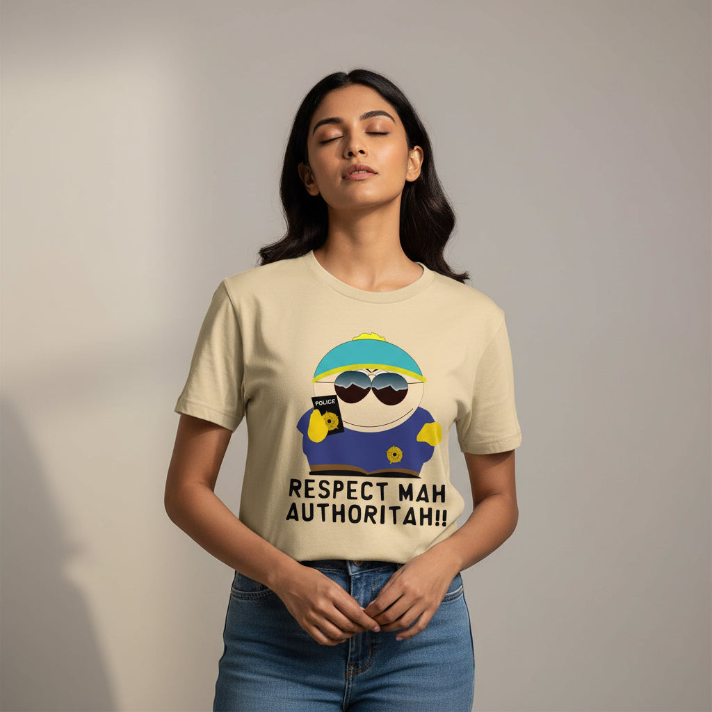 south park respect mah authoritah t-shirt tv & movies buy online india the banyan tee tbt men women girls boys unisex beige south park kenny cartman stan kyle cartoon character illustration