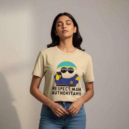 south park respect mah authoritah t-shirt tv & movies buy online india the banyan tee tbt men women girls boys unisex beige south park kenny cartman stan kyle cartoon character illustration