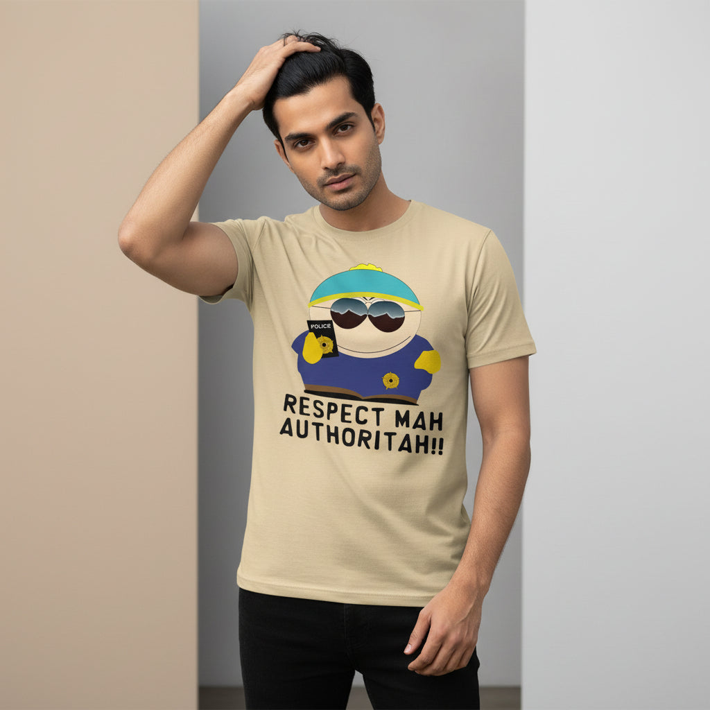 south park respect mah authoritah t-shirt tv & movies buy online india the banyan tee tbt men women girls boys unisex beige south park kenny cartman stan kyle cartoon character illustration