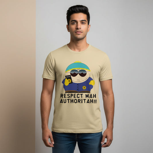 south park respect mah authoritah t-shirt tv & movies buy online india the banyan tee tbt men women girls boys unisex beige south park kenny cartman stan kyle cartoon character illustration