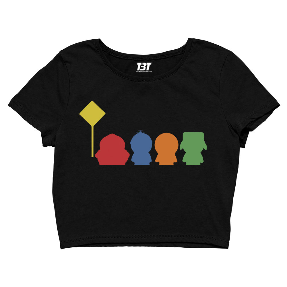 south park the gang crop top tv & movies buy online india the banyan tee tbt men women girls boys unisex black south park kenny cartman stan kyle cartoon character illustration