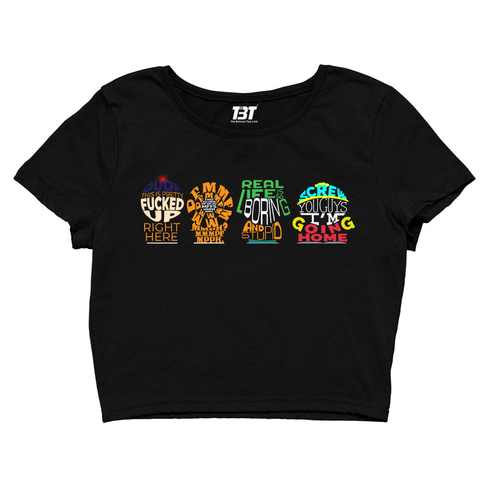 south park typography crop top tv & movies buy online india the banyan tee tbt men women girls boys unisex black south park kenny cartman stan kyle cartoon character illustration