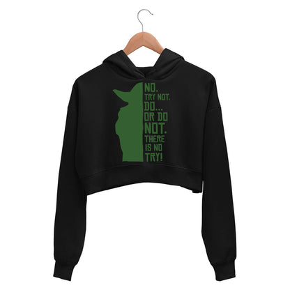 star wars there is no try crop hoodie hooded sweatshirt upper winterwear tv & movies buy online india the banyan tee tbt men women girls boys unisex black yoda