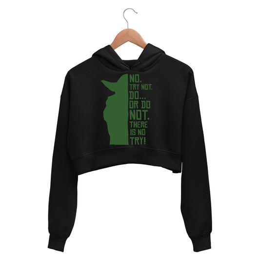 star wars there is no try crop hoodie hooded sweatshirt upper winterwear tv & movies buy online india the banyan tee tbt men women girls boys unisex black yoda