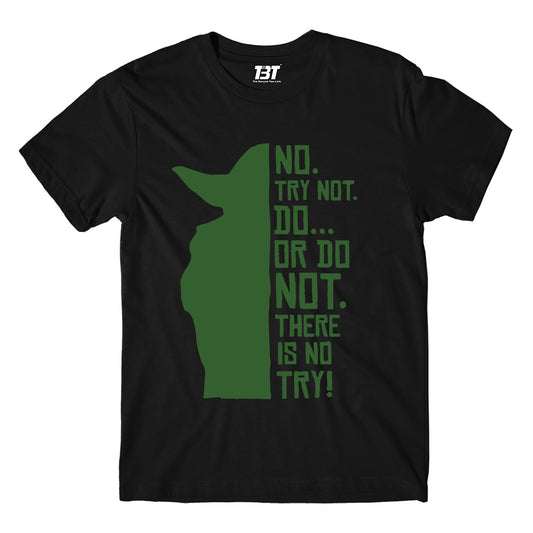 star wars there is no try t-shirt tv & movies buy online india the banyan tee tbt men women girls boys unisex black yoda