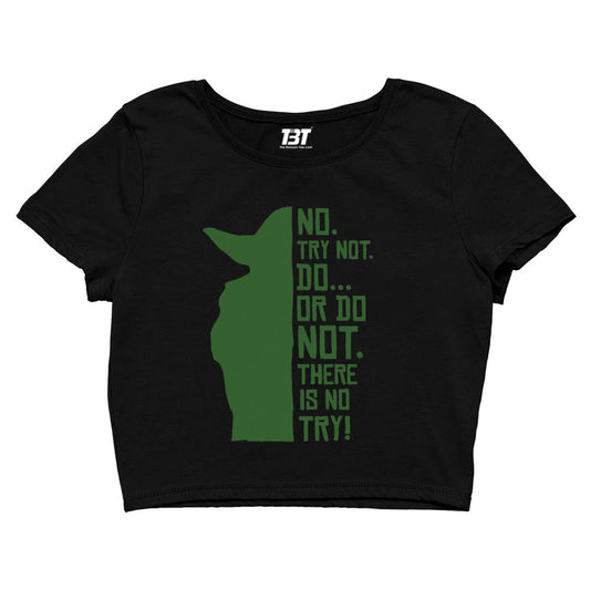star wars there is no try crop top tv & movies buy online india the banyan tee tbt men women girls boys unisex black yoda