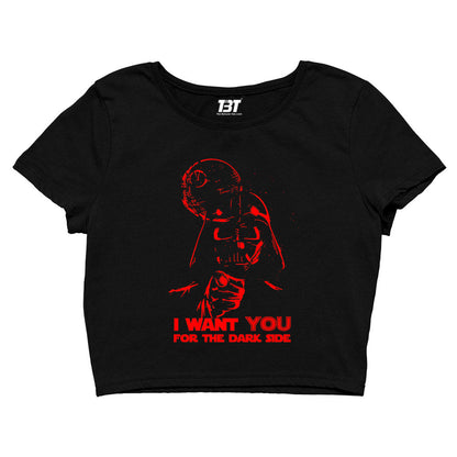 star wars i want you for the dark side crop top tv & movies buy online india the banyan tee tbt men women girls boys unisex black darth vader