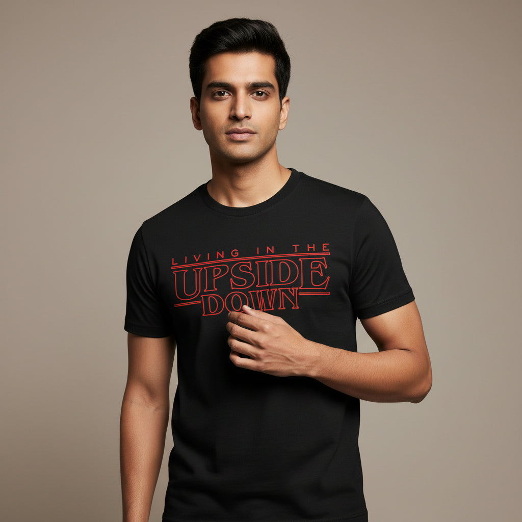 stranger things the upside down t-shirt tv & movies buy online india the banyan tee tbt men women girls boys unisex black stranger things eleven demogorgon shadow monster dustin quote vector art clothing accessories merchandise