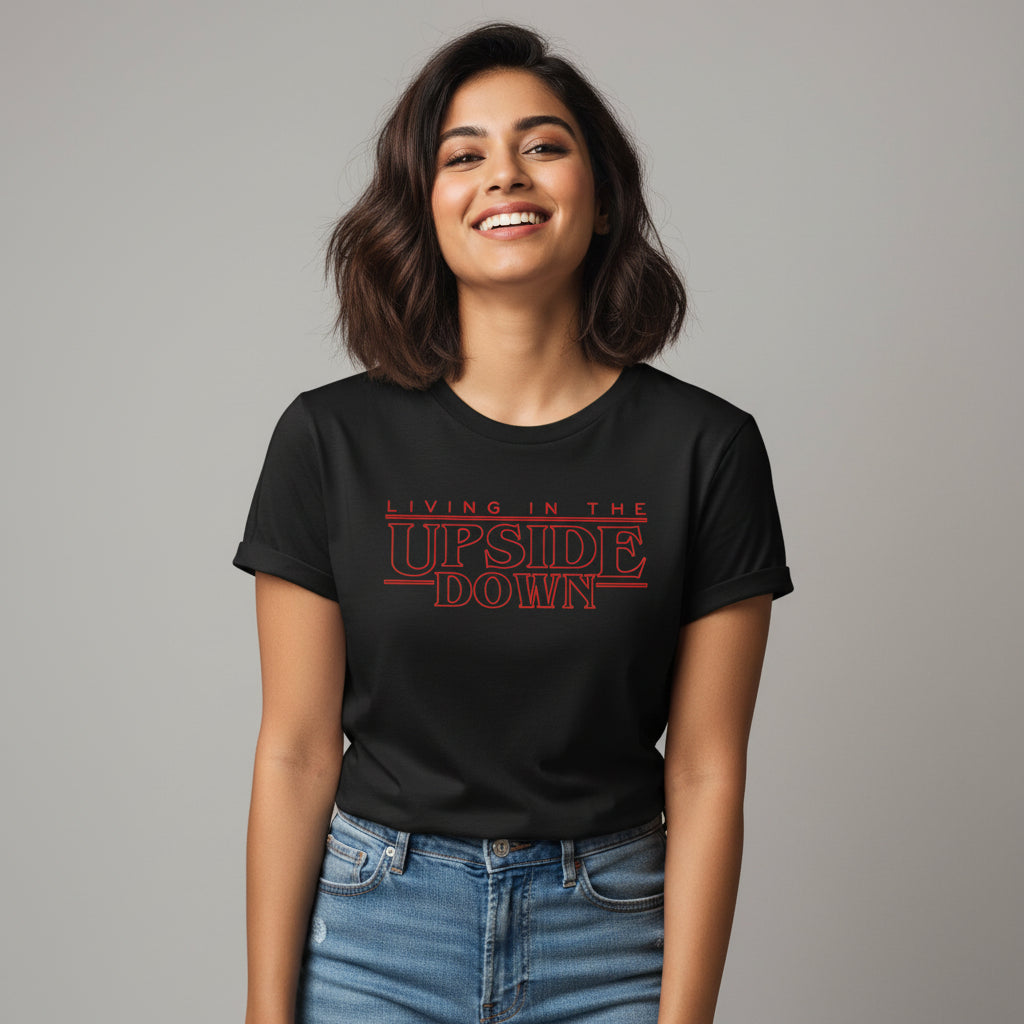 stranger things the upside down t-shirt tv & movies buy online india the banyan tee tbt men women girls boys unisex black stranger things eleven demogorgon shadow monster dustin quote vector art clothing accessories merchandise