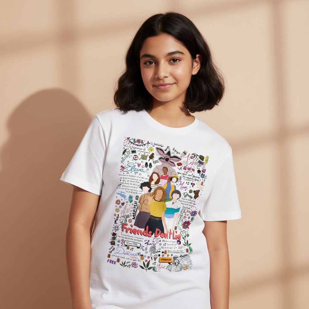 stranger things the upside doodle t-shirt tv & movies buy online india the banyan tee tbt men women girls boys unisex white