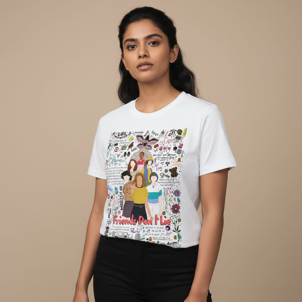 stranger things the upside doodle t-shirt tv & movies buy online india the banyan tee tbt men women girls boys unisex white