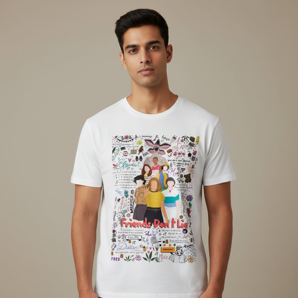 stranger things the upside doodle t-shirt tv & movies buy online india the banyan tee tbt men women girls boys unisex white