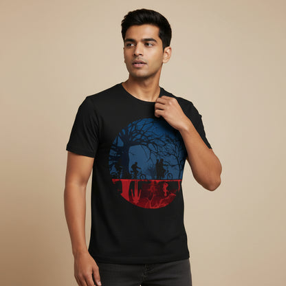 stranger things the upside down t-shirt tv & movies buy online india the banyan tee tbt men women girls boys unisex black stranger things eleven demogorgon shadow monster dustin quote vector art clothing accessories merchandise
