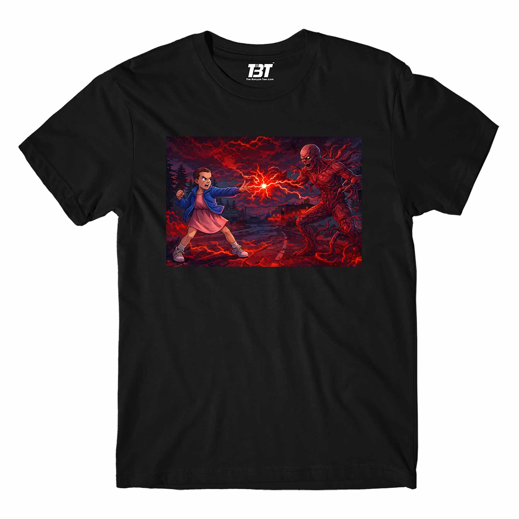 stranger things 11 and 1 t-shirt tv & movies buy online india the banyan tee tbt men women girls boys unisex black stranger things eleven demogorgon shadow monster dustin quote vector art clothing accessories merchandise