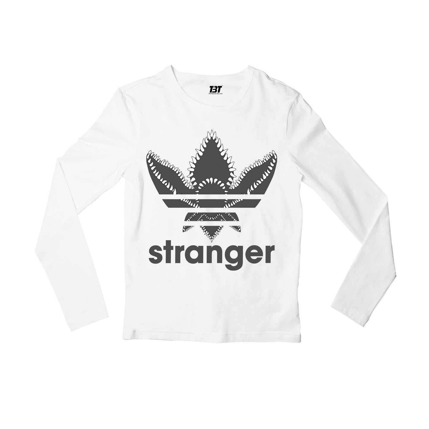 stranger things stranger full sleeves long sleeves tv & movies buy online india the banyan tee tbt men women girls boys unisex white stranger things eleven demogorgon shadow monster dustin quote vector art clothing accessories merchandise