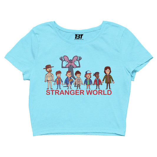 stranger things stranger world crop top tv & movies buy online india the banyan tee tbt men women girls boys unisex white stranger things eleven demogorgon shadow monster dustin quote vector art clothing accessories merchandise