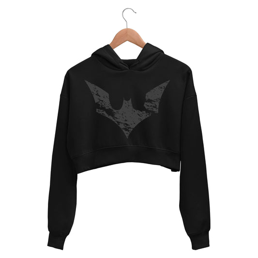 Superheroes Crop Hoodie - Grungy Bat Crop Hooded Sweatshirt for Women The Banyan Tee TBT
