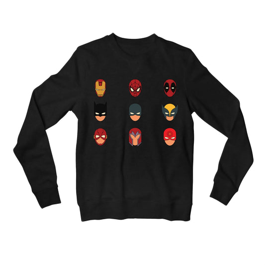 Superheroes Sweatshirt - Superhero Masks Sweatshirt The Banyan Tee TBT