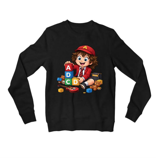 ac/dc back in blocks sweatshirt upper winterwear music band buy online india the banyan tee tbt men women girls boys unisex black 