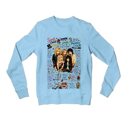 guns n' roses appetite for doodles sweatshirt upper winterwear music band buy online india the banyan tee tbt men women girls boys unisex baby blue 
