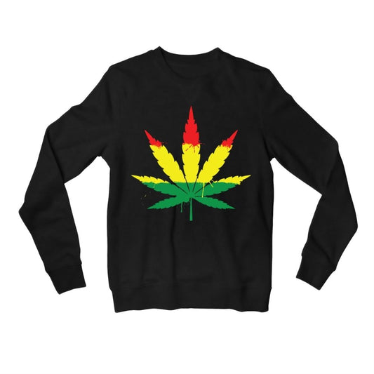 bob marley unity leaf sweatshirt upper winterwear music band buy online india the banyan tee tbt men women girls boys unisex black 