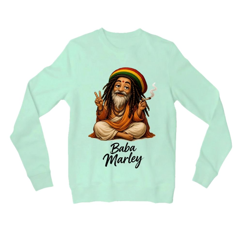 bob marley baba marley sweatshirt upper winterwear music band buy online india the banyan tee tbt men women girls boys unisex mint 