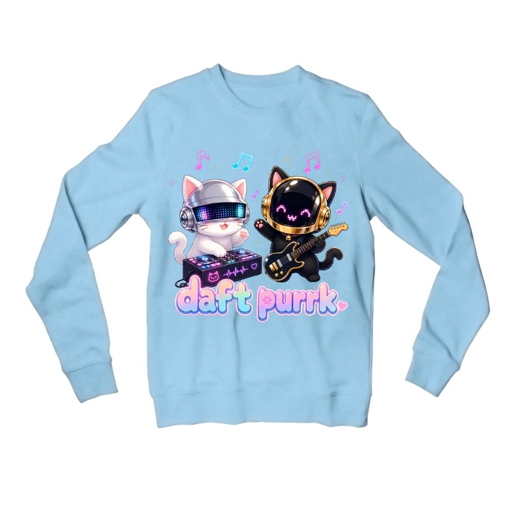 daft punk daft purrk sweatshirt upper winterwear music band buy online india the banyan tee tbt men women girls boys unisex baby blue 