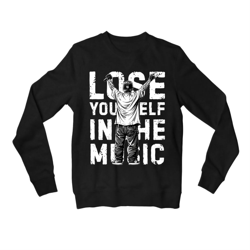 eminem lose yourself in the music sweatshirt upper winterwear music band buy online india the banyan tee tbt men women girls boys unisex black 