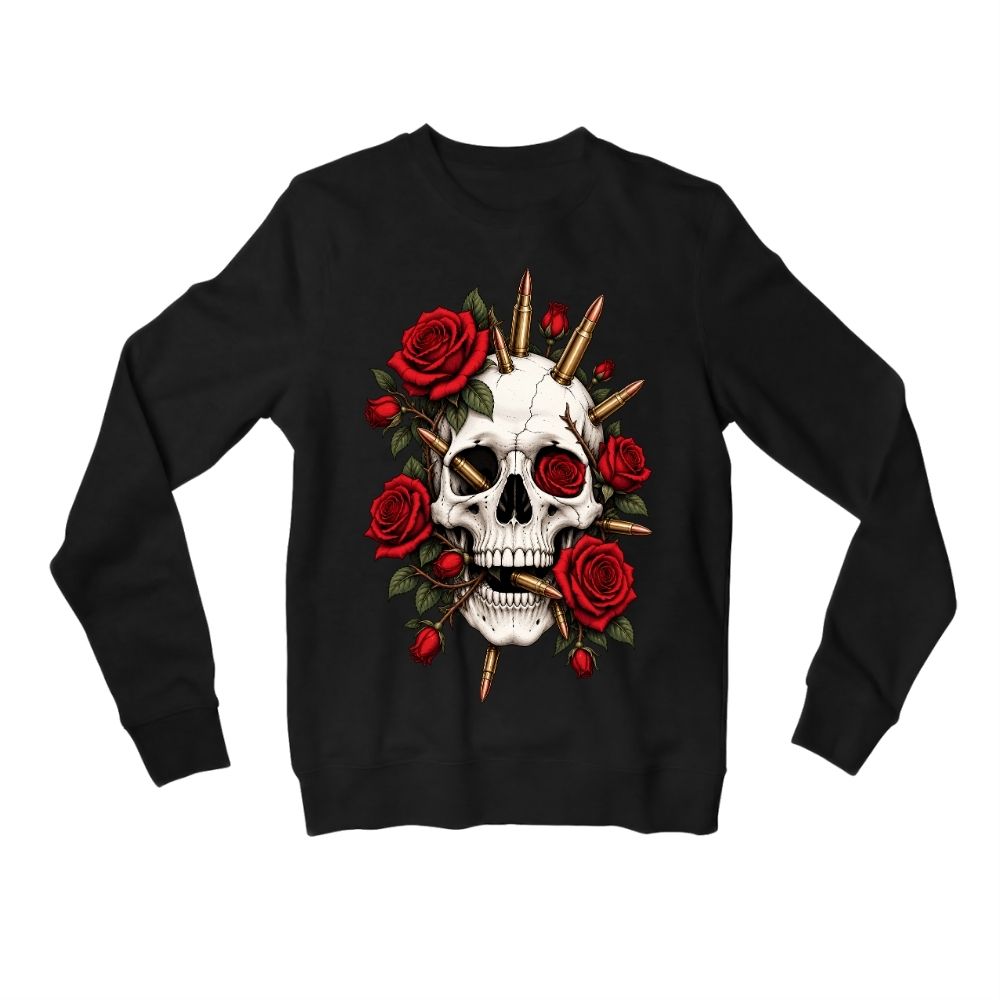 guns n' roses bullet bloom sweatshirt upper winterwear music band buy online india the banyan tee tbt men women girls boys unisex black 