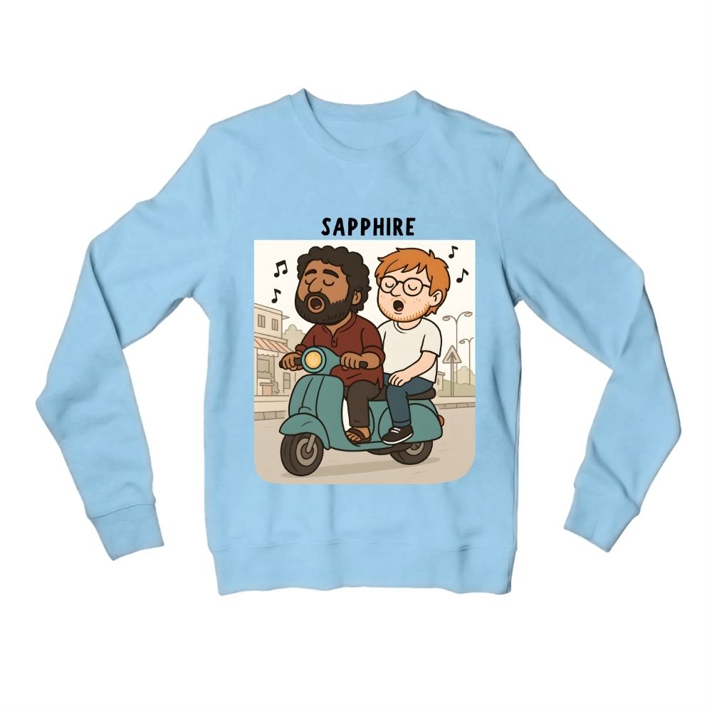 ed sheeran sapphire sweatshirt upper winterwear music band buy online india the banyan tee tbt men women girls boys unisex baby blue 