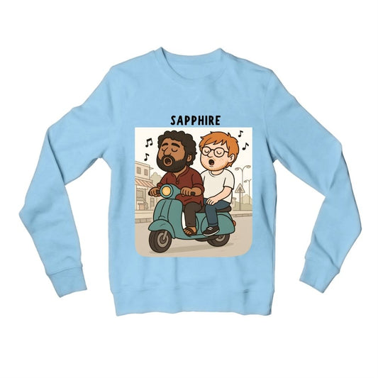 ed sheeran sapphire sweatshirt upper winterwear music band buy online india the banyan tee tbt men women girls boys unisex baby blue 