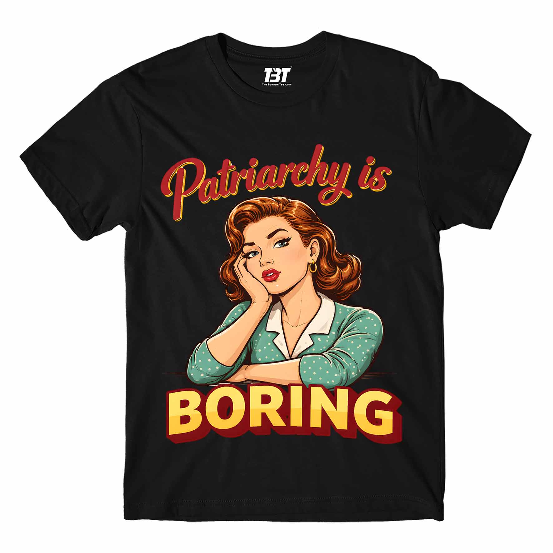 printed graphic patriarchy is boring t-shirt printed graphic stylish buy online india the banyan tee tbt men women girls boys unisex black