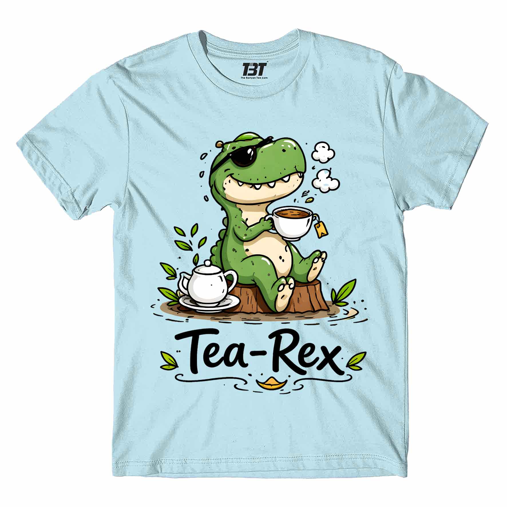 printed graphic tea rex t-shirt printed graphic stylish buy online india the banyan tee tbt men women girls boys unisex baby blue