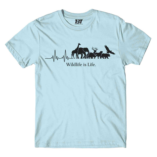 printed graphic wildlife is life t-shirt printed graphic stylish buy online india the banyan tee tbt men women girls boys unisex baby blue