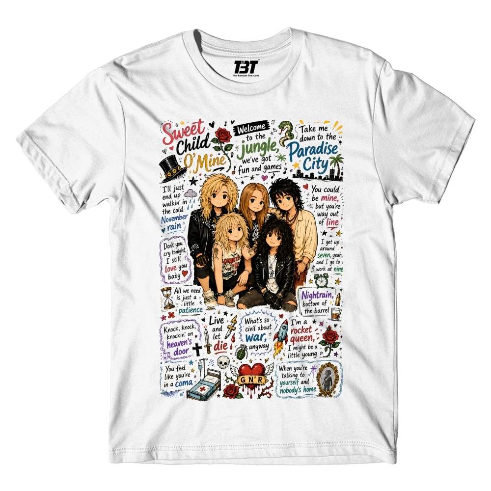 guns n' roses appetite for doodles t-shirt music band buy online india the banyan tee tbt men women girls boys unisex white 